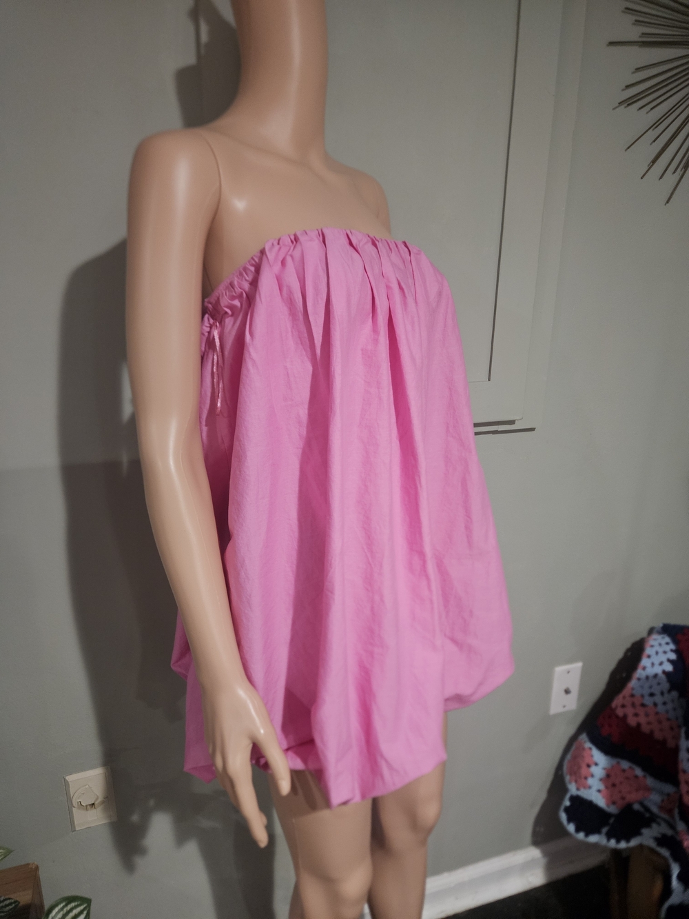 Zara NWT Pink Strapless Bubble Hem Mini Dress Size Small - Picture 14 of 16